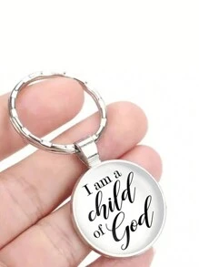 1个“我是上帝的孩子”金属钥匙扣，适用于背包、手提包、汽车配件，哥特风、Y2K风格、万圣节、教师节等场合。
