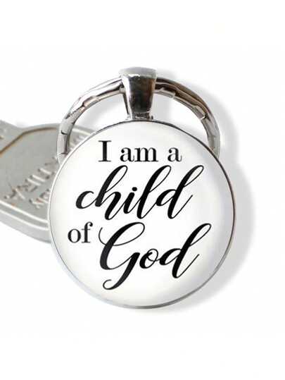 1个“我是上帝的孩子”金属钥匙扣，适用于背包、手提包、汽车配件，哥特风、Y2K风格、万圣节、教师节等场合。