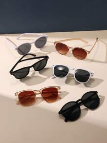6入組女式塑料製方形裝飾時尚太陽鏡，沙灘太陽眼鏡 - 彩色 - 查看 3