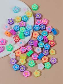 1入組30個聚合物黏土花卉珠子,適用於diy女性手工珠寶製作手鍊、項鍊