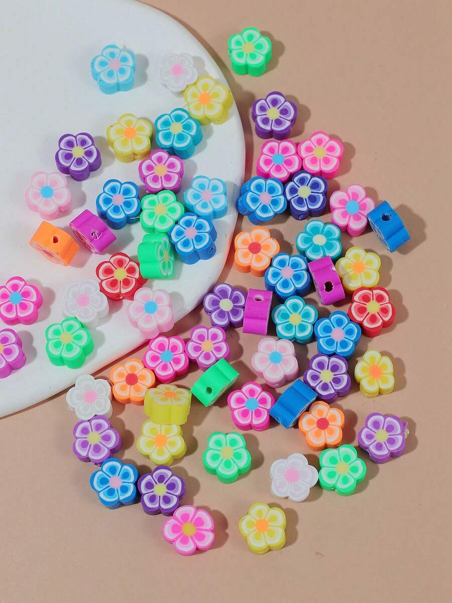 1入組30個聚合物黏土花卉珠子,適用於diy女性手工珠寶製作手鍊、項鍊