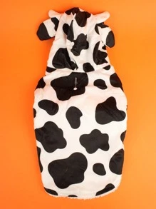 1pc Pet Cow Costume For Cats And Dogs To Wear Halloween Halloween Costumes - White - View 5