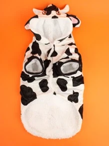 1pc Pet Cow Costume For Cats And Dogs To Wear Halloween Halloween Costumes - White - View 3
