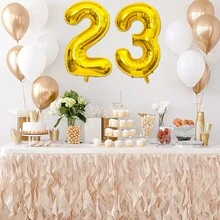 1件40英寸金色數字氣球和1件金色鋁箔數字氣球,用於兒童第一個生日派對裝飾 - 金色數字1 - 查看 4