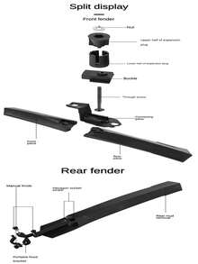 1pc Adjustable 26in Front/rear Fender Set, Universal Bike Mudguard For Bicycle Protection - Black - View 8