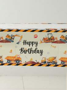 1 pieza Mantel con patrón de vehículo de construcción para decoración de fiesta de cumpleaños de niño, decoración de fiesta para recién nacido, decoración de mesa para reunión familiar y de amigos, decoración del hogar, regreso a clases, Día de San Valentín - vehículo de ingeniería - Ver 6