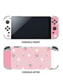 1set Printed Frosted Skin Stickers Compatible With Switch Oled Game Console - Multicolor - View 3