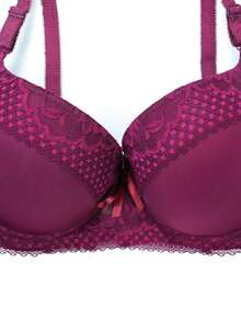 2入組透氣薄厚設計帶墊和蕾絲紅黑波點設計內衣,優化支撐和提臀 - 彩色 - 查看 4