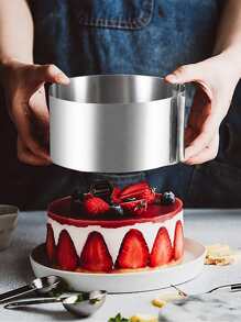 1pc Stainless Steel Adjustable Mousse Cake Ring - Light Grey - View 5