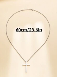 1 Pieza Nuevo Estilo Moda Colgante De Cruz Para Hombre De Acero Inoxidable Y Titanio Con Collar De Cadena De Cuerda, Adecuado Para Joyería De Uso Diario Y Como Regalo Para Hombre