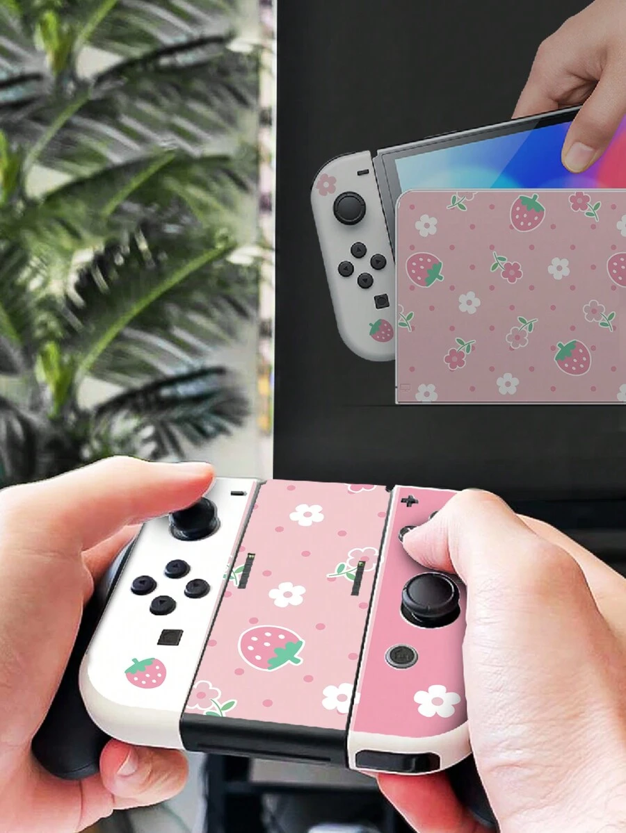 1set Printed Frosted Skin Stickers Compatible With Switch Oled Game Console - Multicolor - View 1