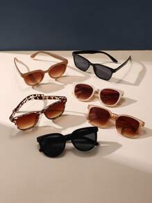 6 chiếc kính râm vuông kiểu retro, chất liệu nhựa, kiểu dáng cổ điển dành cho nam và nữ, bảo vệ mắt khỏi tia UV khi đi du lịch, dã ngoại, bãi biển hoặc nghỉ lễ. - Nhiều màu - Xem 3