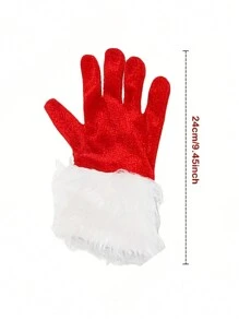 1pair Christmas Full Finger Plush Warm Gloves - Santa Claus Gloves, Suitable For Costume Party, Festival, Evening Party, Performance Etc., As Gift - Red - View 8