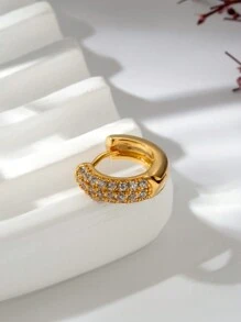 Pendiente Perforador De Cartílago Redondo De Acero Inoxidable, Moderno, Con Microincrustaciones De Diamantes De Imitación, 1 Ud. - Amarillo Oro - Ver 3