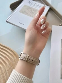1件經典修身PU皮革錶帶，中性時尚星光風，兼容 S8/S9/S10/S11 (45mm/44mm/38mm/40mm/41mm/42mm/49mm/46mm)，運動智能手錶錶帶，適用於Series/Ultra/SE/11/10/9/7/6/5/4/3/2/1系列，時尚智能手錶錶帶 - 米色 - 查看 4