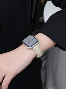 1件經典修身PU皮革錶帶，中性時尚星光風，兼容 S8/S9/S10/S11 (45mm/44mm/38mm/40mm/41mm/42mm/49mm/46mm)，運動智能手錶錶帶，適用於Series/Ultra/SE/11/10/9/7/6/5/4/3/2/1系列，時尚智能手錶錶帶 - 米色 - 查看 6