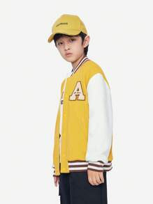 Annil Children's Clothing Boys And Girls' Jackets Baseball Jackets Autumn Fashion Color Matching Stripes Westernized Tops Yellow