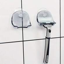 2 Soportes Para Maquinilla De Afeitar De Plástico Con Ventosa De Silicona Gris, Estante Para Maquinilla De Afeitar Con Succión De Ducha Reutilizable, Ganchos Para Tazas Para Cocina, Baño, Almacenamiento De Afeitado - Gris - Ver 1