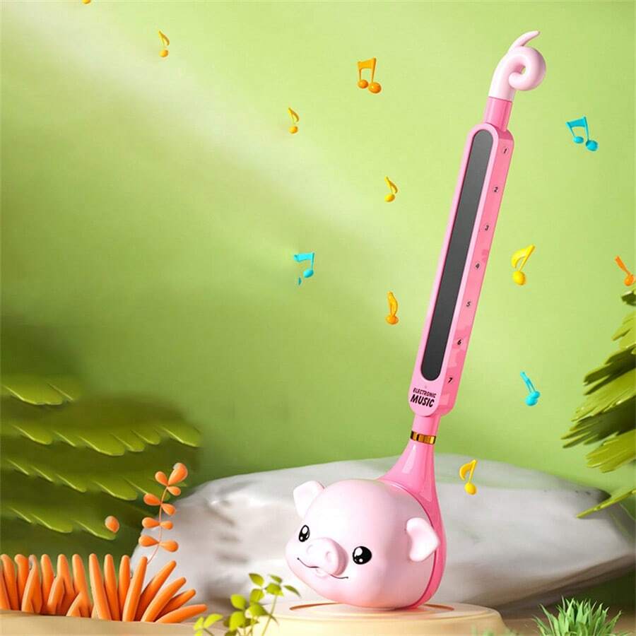 Otamatone Electronic Erhu Toy, Musical Note Instrument, Trumpet Shaped Novelty Musical Instrument - Pink - View 1