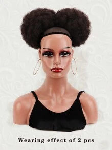 Afro Curly Hair Buns Updo Ponytail 1 Pc Drawstring Extension For Women Short African Twisted Curly Hair Bun Ponytail Extension Synthetic Hair Natural Looking