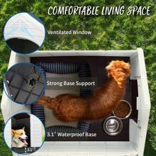 VITESSE Plastic Outdoor Indoor,Durable Dog House For Small Medium Large Dogs,Waterproof, With Elevated Floor And Air Vents,Ventilate & Easy Clean And Assemble - Màu xanh lam - Xem 2