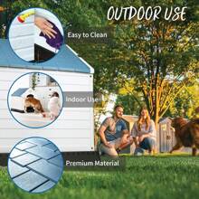 VITESSE Plastic Outdoor Indoor,Durable Dog House For Small Medium Large Dogs,Waterproof, With Elevated Floor And Air Vents,Ventilate & Easy Clean And Assemble - Màu xanh lam - Xem 3