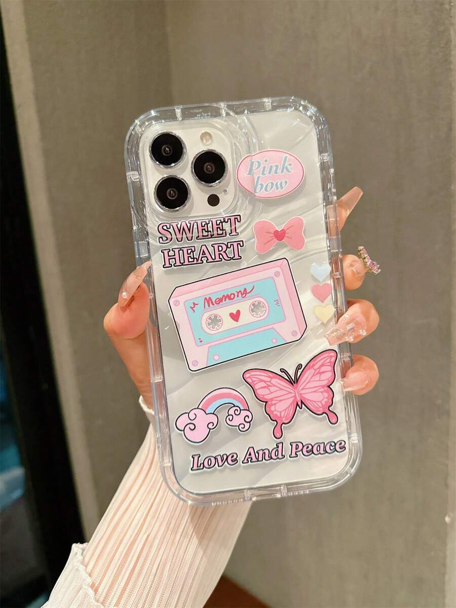 Ốp điện thoại di động Summer Pink A Butterfly Rainbow Love phù hợp với 15promax14plus/13promax/12/11/7g/7p/Ix/Xr/Xsmax Tương thích với có lỗ chống rơi lớn Kawaii - Nhiều màu - Xem 1