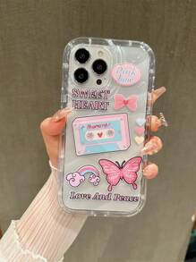 Ốp điện thoại di động Summer Pink A Butterfly Rainbow Love phù hợp với 15promax14plus/13promax/12/11/7g/7p/Ix/Xr/Xsmax Tương thích với có lỗ chống rơi lớn Kawaii - Nhiều màu - Xem 2