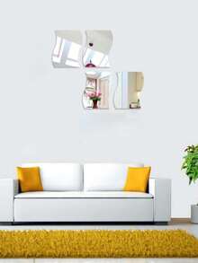 6pcs Geometric Design Mirror Wall Sticker - Silver - View 6