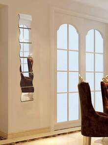 6pcs Geometric Design Mirror Wall Sticker - Silver - View 3