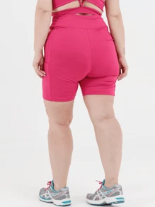 Plus Size Shorts - 玫紅色 - 查看 4