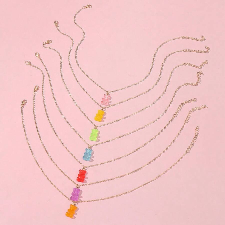 7pcs/set Colorful Teddy Bear Necklace For Children - Multicolor - View 1