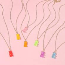 7pcs/set Colorful Teddy Bear Necklace For Children - Multicolor - View 3