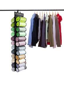 1入24格懸掛式衣櫥整理袋適用於褲襪、t恤、牛仔褲、圍巾、瑜珈褲
