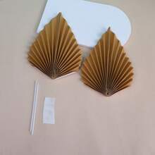 2入組中式風格生日蛋糕裝飾長壽屏風和蝴蝶蘭手持風扇附件 - 金色 - 查看 3