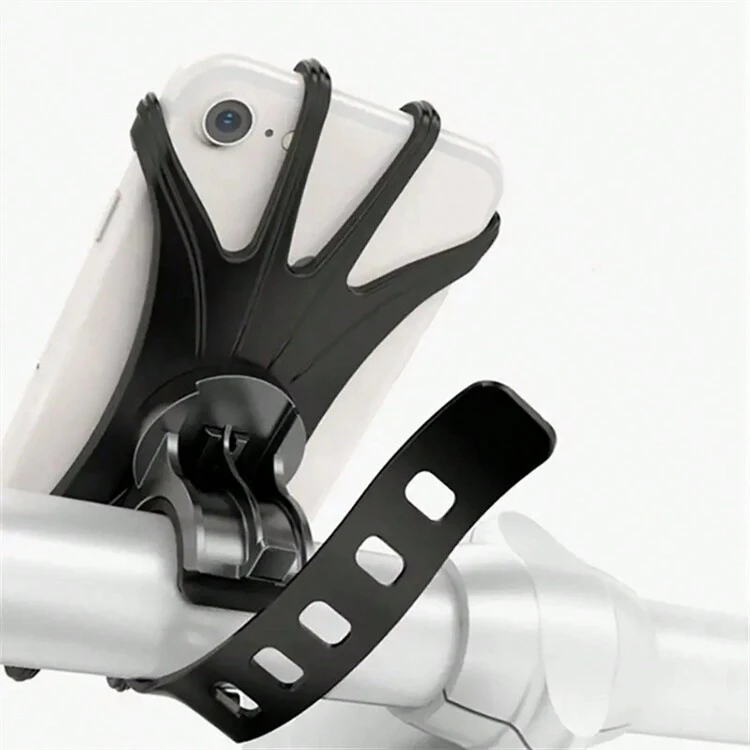 1pc 360 Degree Rotating Silicone Bike & Electric Scooter Phone Holder For Rider Navigation - Black - View 8