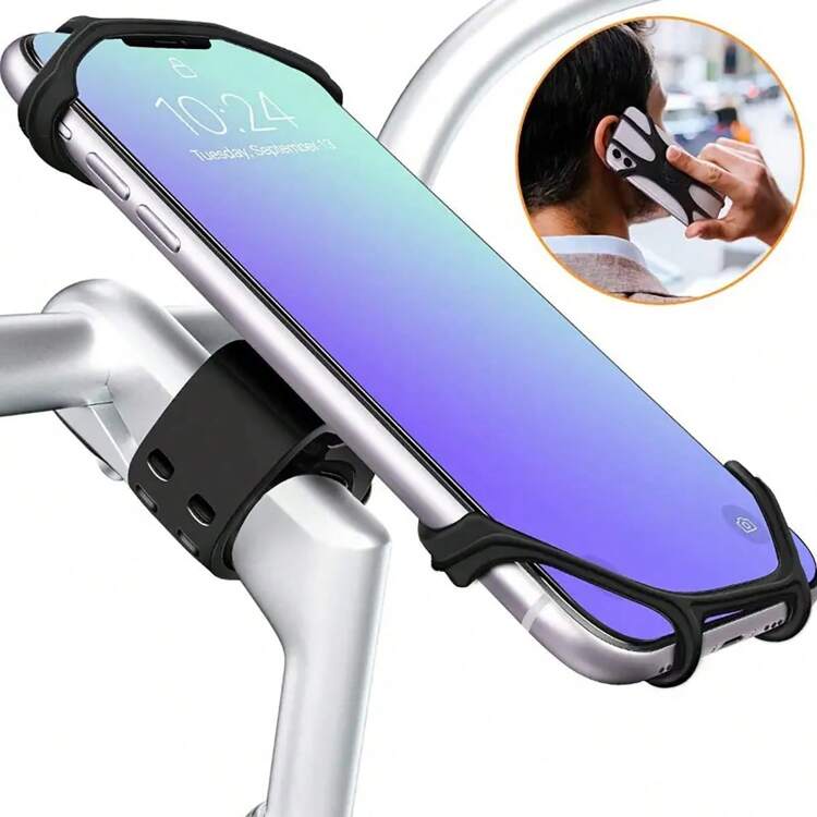 1pc 360 Degree Rotating Silicone Bike & Electric Scooter Phone Holder For Rider Navigation - Black - View 7
