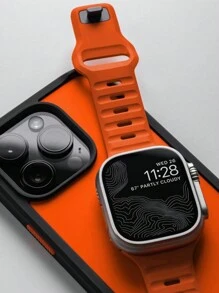 1件中性運動方形扣矽膠錶帶，適用於Apple Watch 46mm 49mm 40mm 44mm 45mm 41mm 42mm 38mm，可調節錶帶，適合 Series 12 11 10 9 8 SE 7 6 5 4 3 2 1 Ultra 4/3/2/1 S12/S11 - 橘色 - 查看 6