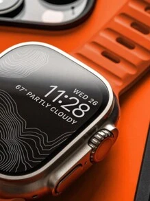 1件中性運動方形扣矽膠錶帶，適用於Apple Watch 46mm 49mm 40mm 44mm 45mm 41mm 42mm 38mm，可調節錶帶，適合 Series 12 11 10 9 8 SE 7 6 5 4 3 2 1 Ultra 4/3/2/1 S12/S11 - 橘色 - 查看 5