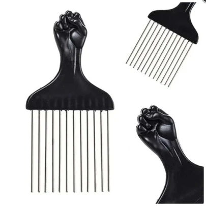 1pc Black Fist Metal African Hair Pik Afro Comb-C818 Hair Brush, Comb, Hair Tools, Hair Products And Accessories For Barber Salon Beauty Travel Essentials, Back To School, Travel Holiday Essentials, Hair Accessories For Women, Brushes, Edge Brush Hair Brush, Hairbrush, Edge Brush Hair Comb, Hair Brush Set, Comb Hair, Mini Hair Brush, Detangling Brush, Hair Products, Hair Tools, Hair Stuff, Hair Care, Curly Hair Brush, Barber, Hairdressing Equipment, Travel Essentials, Hairstyle, Hairdressing,Hair Brush,Slick Back Brush,Styling Brush,Curly Hair Brush,Edge Brush,Hair Comb,Brush Hair,Hair Brush Set,Comb Hair,Comb For Curls,Detangling Brush,Hair Brush For Women,Hair,Travel,Hair Products,Hair Tools,Hair Stuff,Barber,Barber Accessories,Barbershop,Hairdressing Equipment