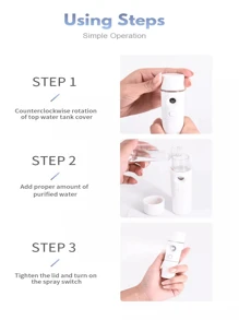 1入便攜式迷你霧化加濕器,大霧量和保濕噴霧功能 - 白色 - 查看 8