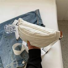 Bolsa De Pecho Y Cintura Para Mujer De Diseño Simple Y Color Sólido - Beis - Ver 2