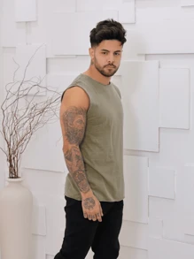 Men Tank Tops - Màu Khaki - Xem 3