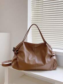 新款時尚復古休閒大容量通勤手提包 - 卡其色 - 查看 2