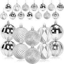 12入組聖誕樹球聖誕樹球裝飾掛聖誕樹球防碎裝飾,適用於聖誕樹、假期、婚禮、紀念日裝飾(銀色2.36英寸/60毫米) - 銀色 - 查看 1