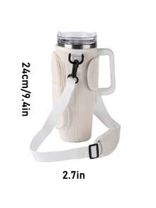 1個帶手機口袋或40盎司的水瓶攜帶袋,可調節的緩衝肩帶和手柄帶的運動背包水瓶袋,學校戶外徒步旅行自行車運行露營旅行必備用品 - 白色 - 查看 7