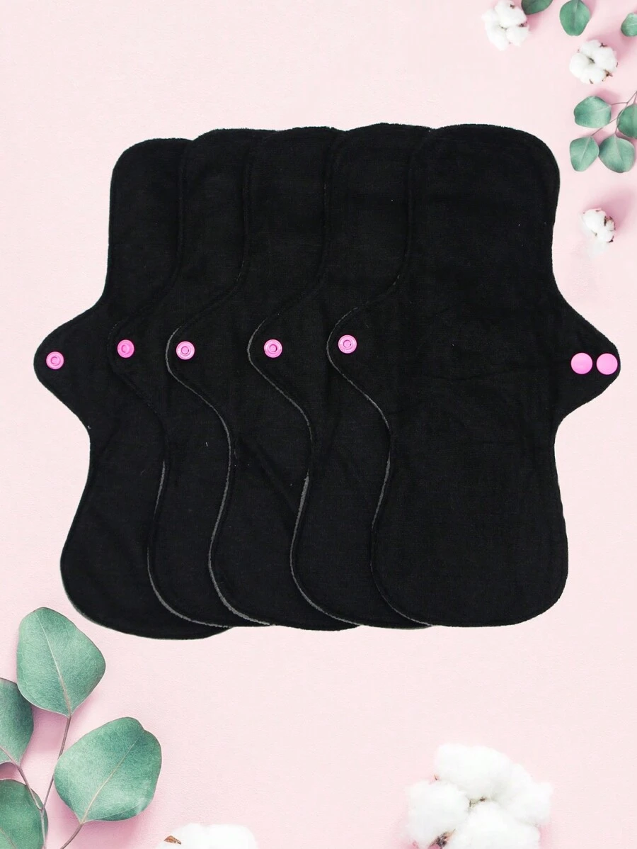 5 PCS Cloth Menstrual Pad Sanitary Washable Reusable Pad - Black - View 1