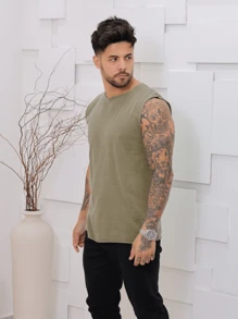Men Tank Tops - Màu Khaki - Xem 2