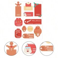 10入組聖誕節裝飾卡通貼紙聖誕老人馴鹿姓名標籤禮物信封封口貼紙聖誕節禮物裝飾