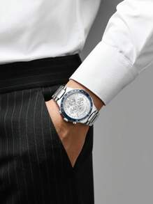 REWARD Men's Quartz Watch Business Fashion Style Timing Calendar Luminous Hands Multi-Functional Men Wristwatch High Quality Gift Classic Design Stainless Steel Watch Band